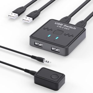 Lecnvuo USB Switch for 2 Computers Black-0