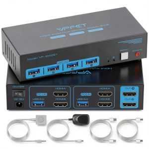 CMSTEDCD Dual Monitor KVM Switch Deep Blue 2 PC-0