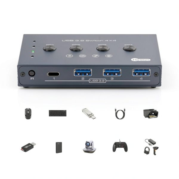 TJCXELE USB 3.2 4-Computer KVM Switch Model TJUS-03USB Switch 202E-4