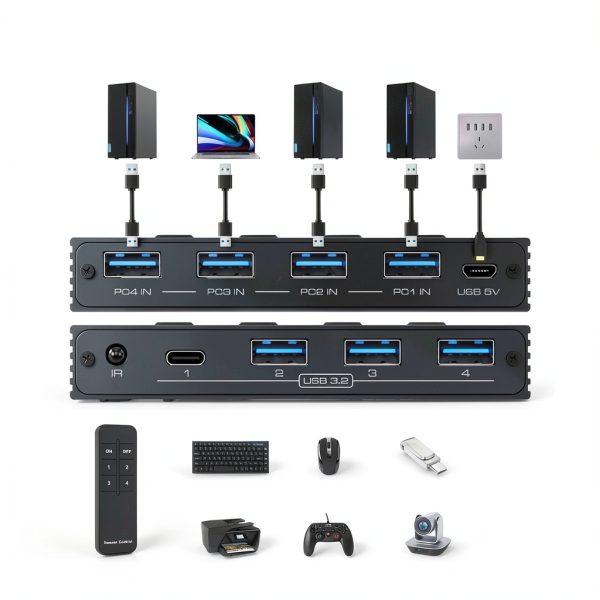 TJCXELE USB 3.2 4-Computer KVM Switch Model TJUS-03USB Switch 202E-1