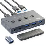 TJCXELE USB 3.2 4-Computer KVM Switch Model TJUS-03USB Switch 202E-0