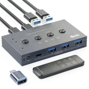 TJCXELE USB 3.2 4-Computer KVM Switch Model TJUS-03USB Switch 202E-0