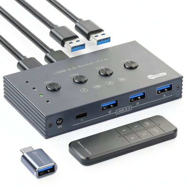 TJCXELE USB 3.2 4-Computer KVM Switch Model TJUS-03USB Switch 202E-0