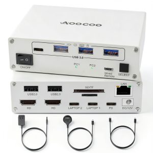 KVM Switch AOOCOO Dual Monitor Dock White-0