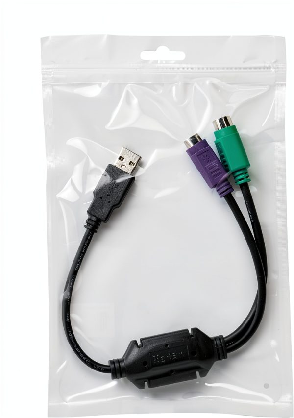 PS2 to USB Adapter Perixx PERIPRO-401 Dual Port Keyboard Mouse Black-5
