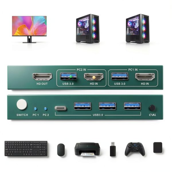 GREATHTEK USB 3.0 HDMI KVM Switch 2 Port 4K@60Hz with Remote Control-5