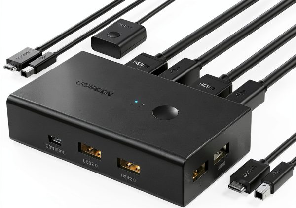 UGREEN HDMI 2-Port KVM Switch 4K@60Hz with 4 USB Ports for Dual PC-0