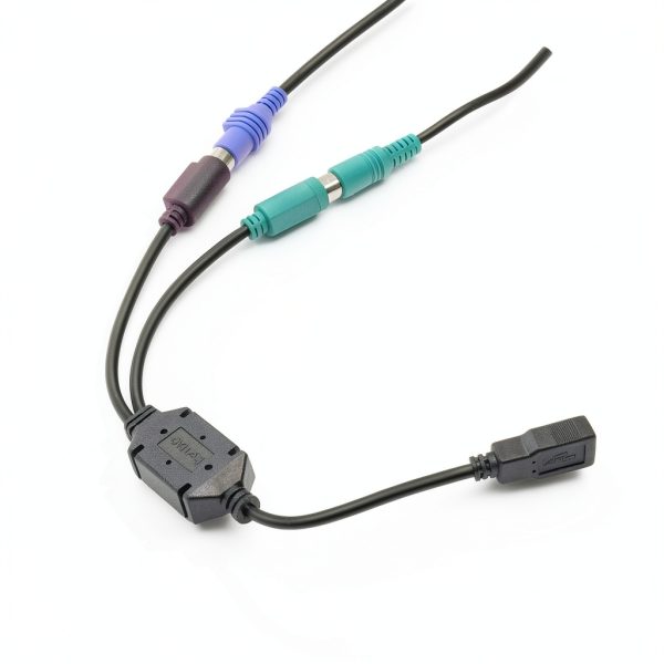 PS2 to USB Adapter Perixx PERIPRO-401 Dual Port Keyboard Mouse Black-4