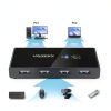 UGREEN USB 4-Port Switch Box 2-In-4-Out 5V Gold Contact Plug-In Black-1