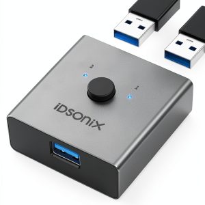 USB 3.0 Switch iDsonix U3S02 Aluminum KVM Switch with 3 Ports-0