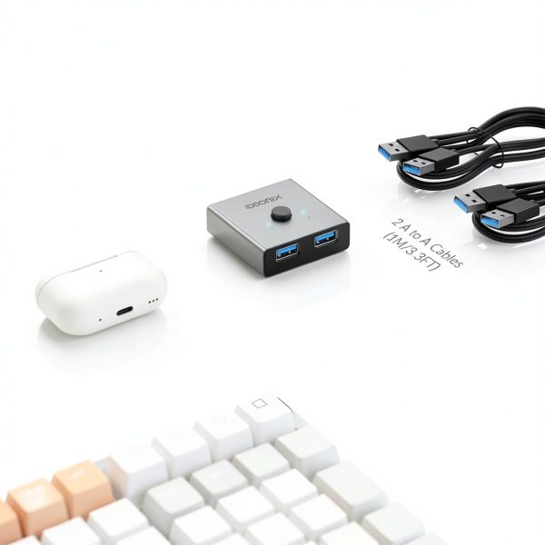 USB 3.0 Switch iDsonix U3S02 Aluminum KVM Switch with 3 Ports-5