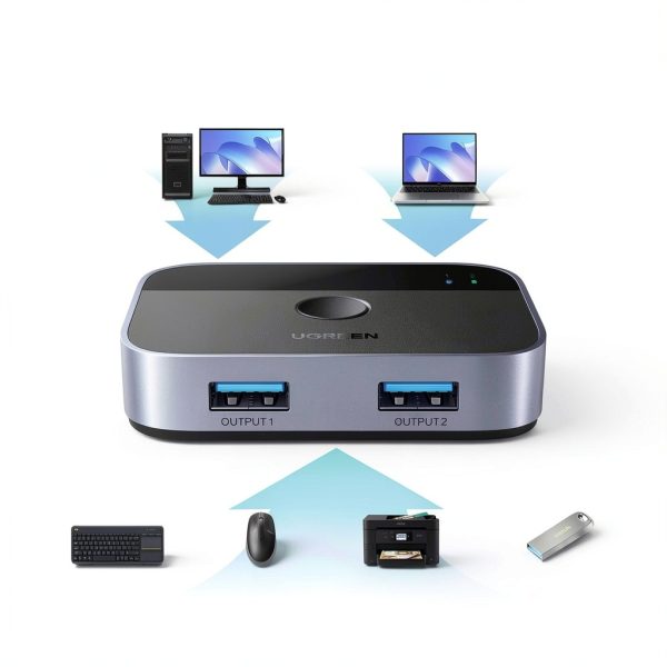 UGREEN USB 3.0 Switch 2-Port Manual 2‑Way KVM‑Style USB Switch Black-1