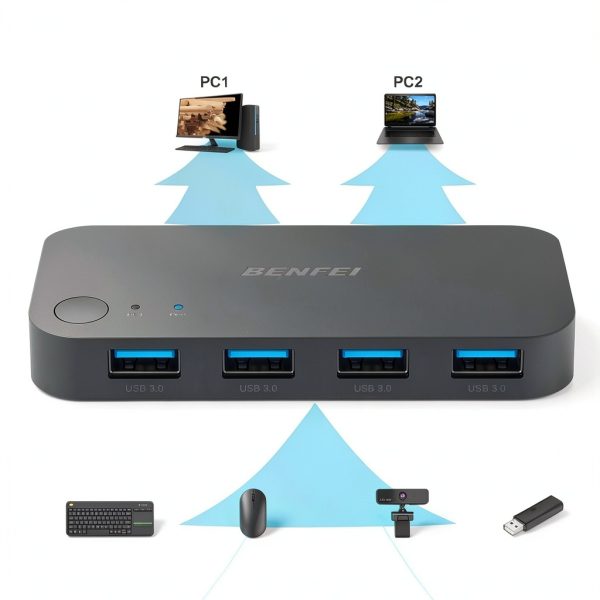 USB 3.0 KVM Switch BENFEI 2 in 4 USB Switch Model 000354 Black-1