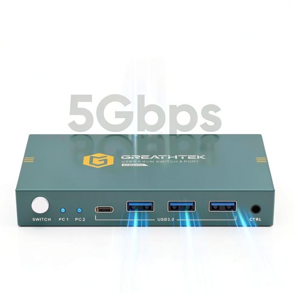 GREATHTEK USB 3.0 HDMI KVM Switch 2 Port 4K@60Hz with Remote Control-1