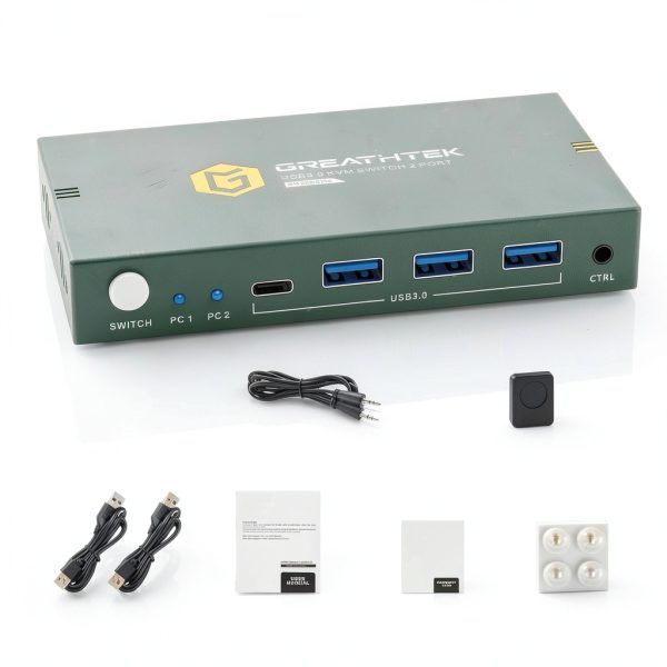 GREATHTEK USB 3.0 HDMI KVM Switch 2 Port 4K@60Hz with Remote Control-6