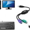 PS2 to USB Adapter Perixx PERIPRO-401 Dual Port Keyboard Mouse Black-1