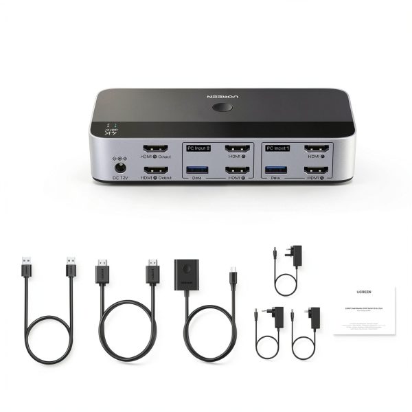 HDMI KVM Switch 2 Computers 2 Monitors UGREEN Dual HDMI 4K@60Hz-8