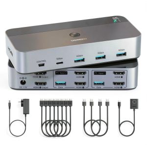 HDMI KVM Switch 2 Computers 2 Monitors UGREEN Dual HDMI 4K@60Hz-0