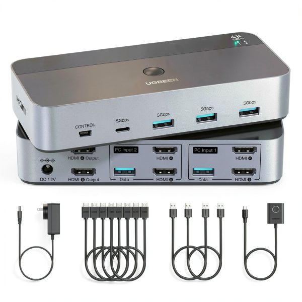 HDMI KVM Switch 2 Computers 2 Monitors UGREEN Dual HDMI 4K@60Hz-0