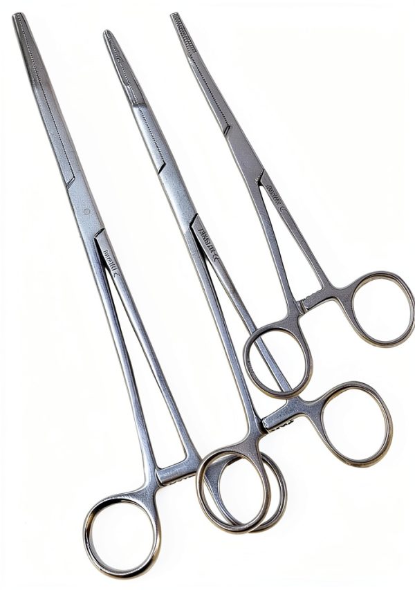 Cynamed-Set of 3 Pean HEMOSTAT Forceps Curved 6" 8" 10" Hemostat Forceps Tongs Full Serrated Stainless Steel-0
