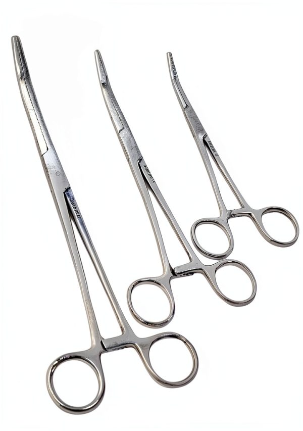 Cynamed-Set of 3 Pean HEMOSTAT Forceps Curved 6" 8" 10" Hemostat Forceps Tongs Full Serrated Stainless Steel-4
