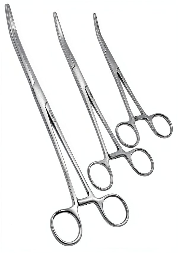 Cynamed-Set of 3 Pean HEMOSTAT Forceps Curved 6" 8" 10" Hemostat Forceps Tongs Full Serrated Stainless Steel-2